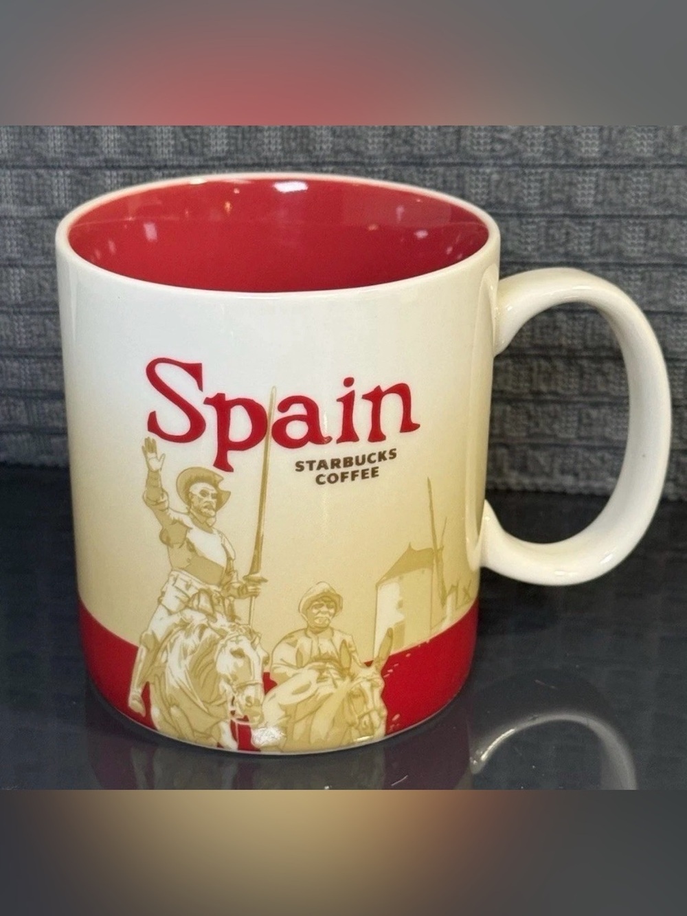 Starbucks Collector Series Spain Mug White Red Beige 16 fl oz EUC - Picture 1 of 8